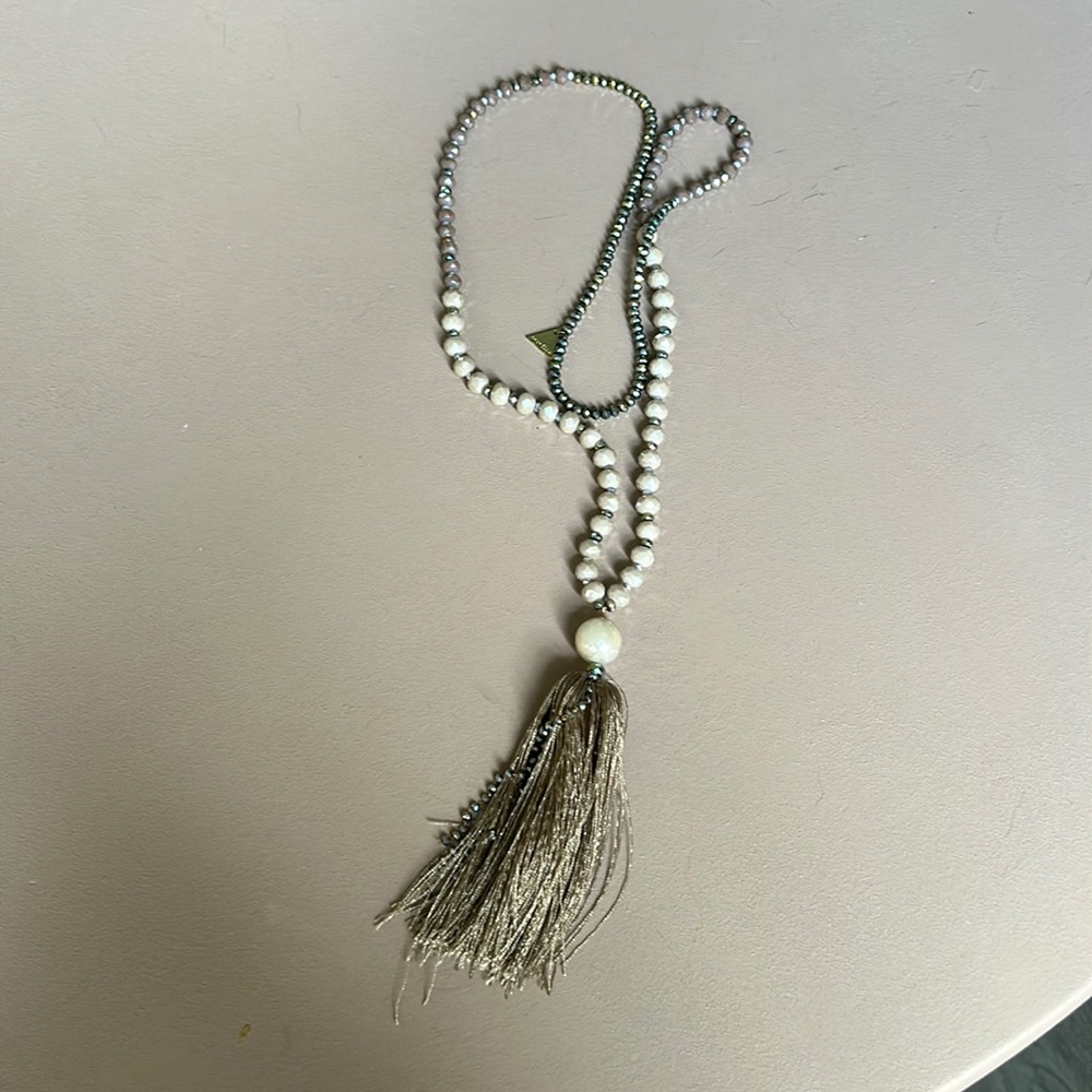 Anthropologie Serefina moonstone tassel necklace. - Picture 4 of 6